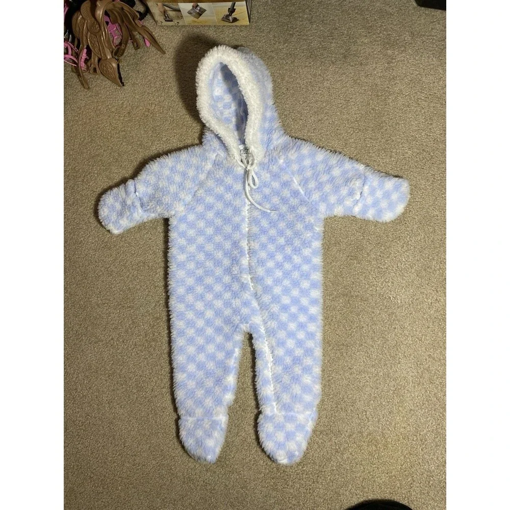 Vintage Sterncraft Baby Bunting Blue White Check - For Doll or Prop Display